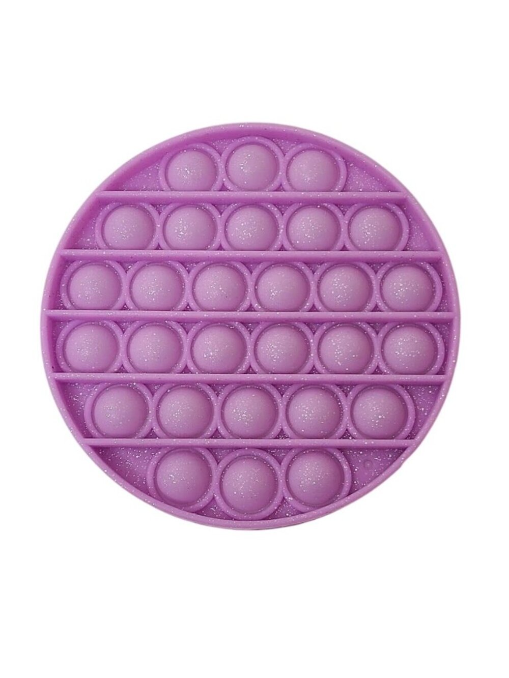 Purple Glitter Round Pop It Fidget Toy Sensory Silicone Bubble Push Pop 5"